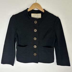 Anthropologie Cartonnier Black All Along Knit Military Jacket Blazer XS